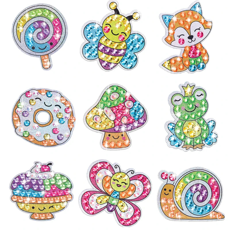 12-Piece Big Gem Diamond Painting Sticker Kit for Kids