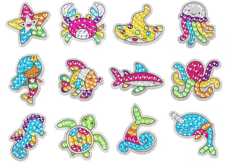 12-Piece Big Gem Diamond Painting Sticker Kit for Kids