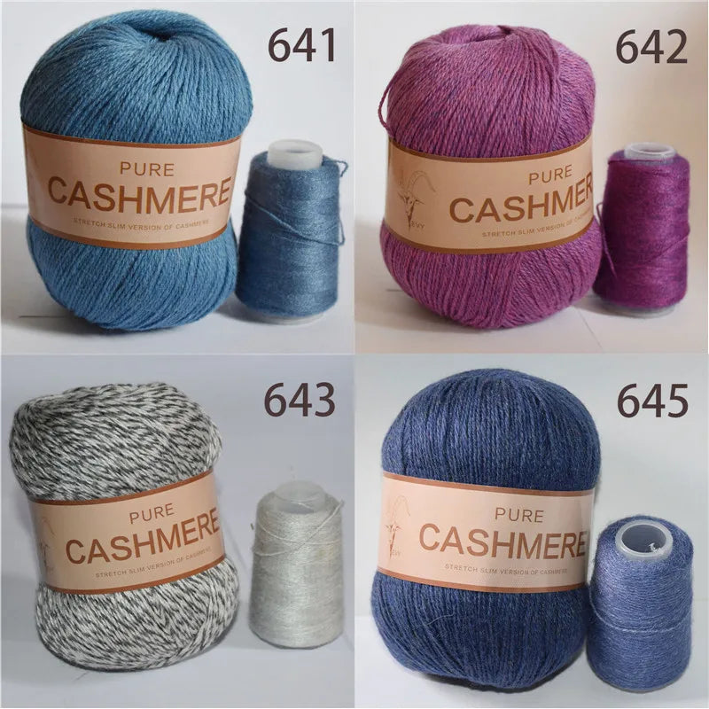 5pcs Pure Mongolian Cashmere Yarn – 3-Ply Worsted Hand Knitting Thread