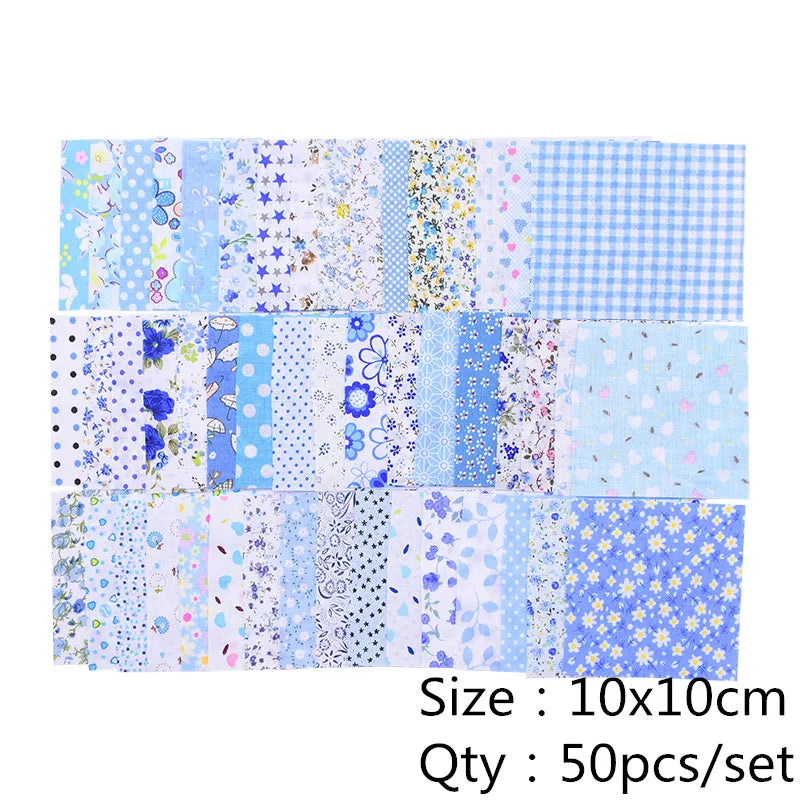 50PCS 10x10cm Floral Cotton Fabric Squares – Quilting Patchwork