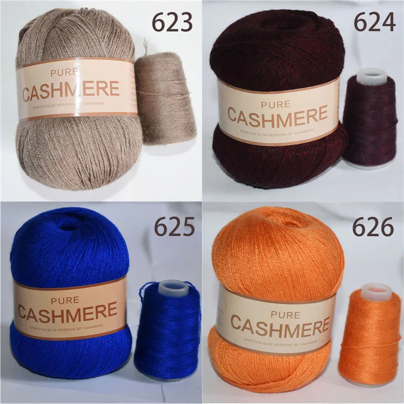 5pcs Pure Mongolian Cashmere Yarn – 3-Ply Worsted Hand Knitting Thread