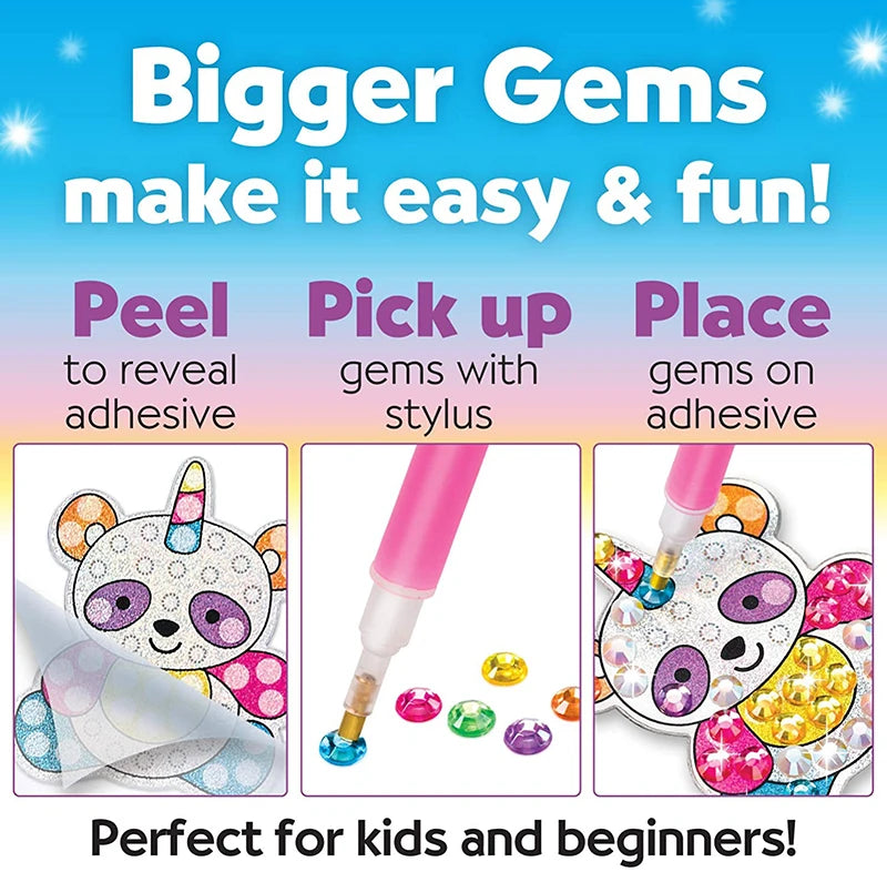 12-Piece Big Gem Diamond Painting Sticker Kit for Kids