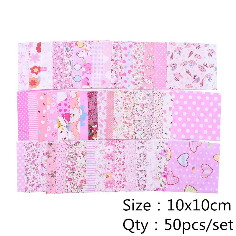 50PCS 10x10cm Floral Cotton Fabric Squares – Quilting Patchwork