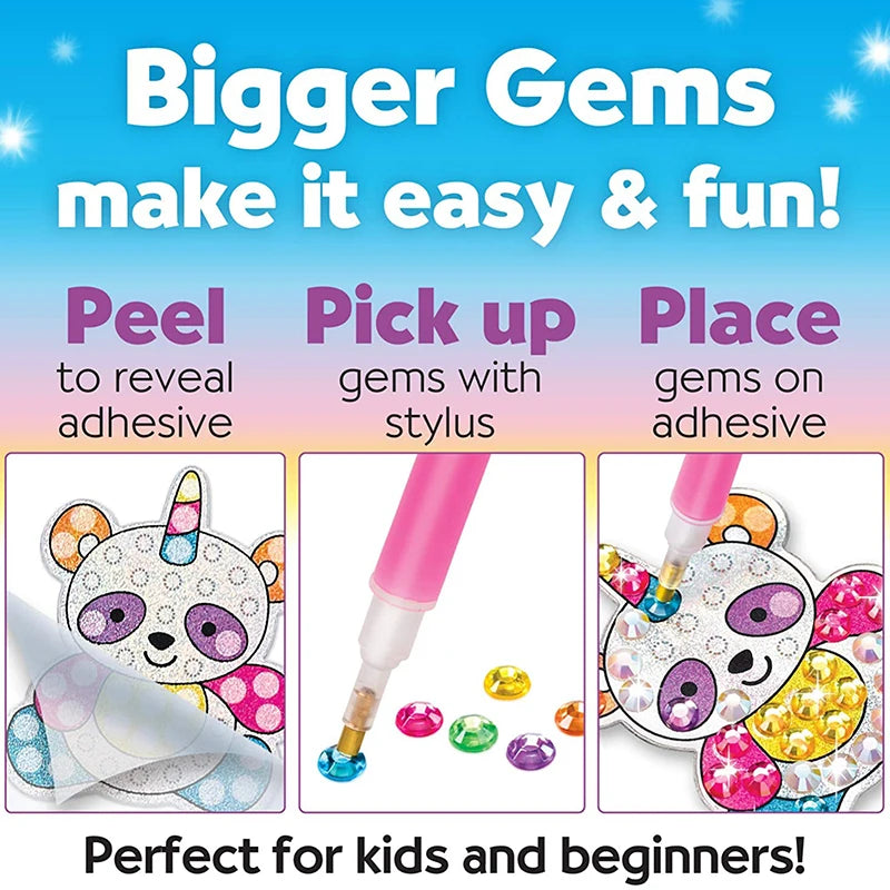 12-Piece Big Gem Diamond Painting Sticker Kit for Kids