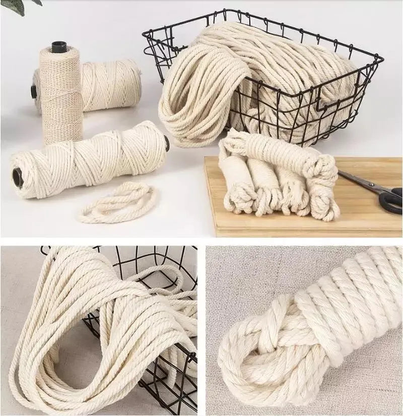 Macrame Cotton Cord Rope – Multiple Sizes, Beige DIY Decor