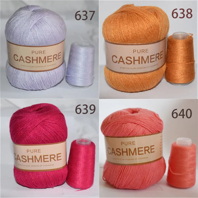 5pcs Pure Mongolian Cashmere Yarn – 3-Ply Worsted Hand Knitting Thread