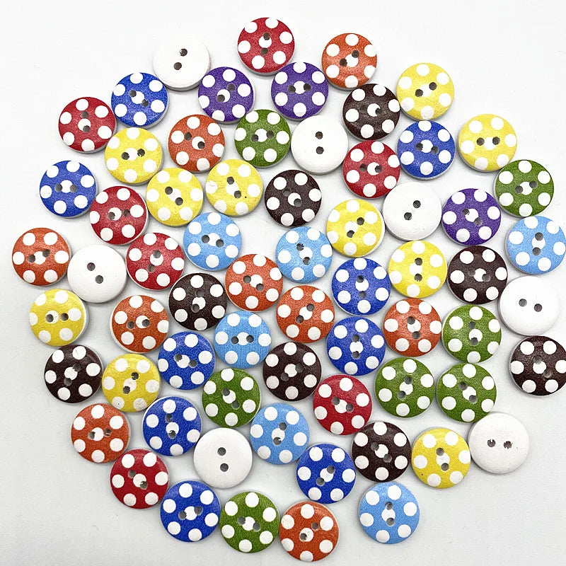 30pcs 15mm Christmas Plaid Round Buttons