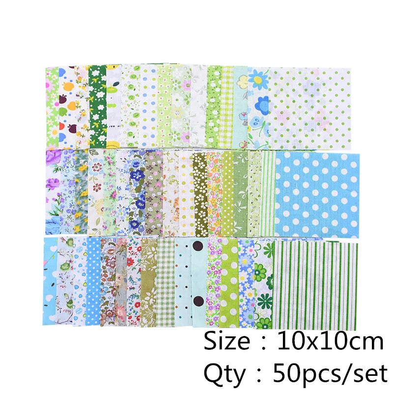 50PCS 10x10cm Floral Cotton Fabric Squares – Quilting Patchwork