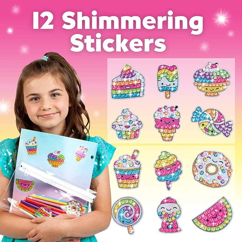 12-Piece Big Gem Diamond Painting Sticker Kit for Kids