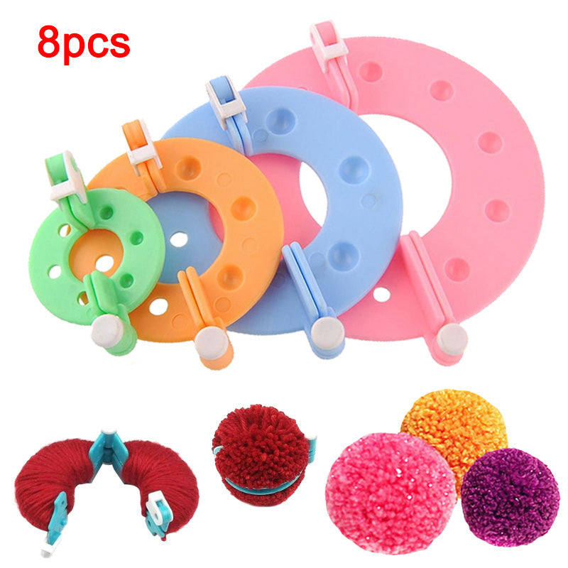 8-Piece Pompom Maker Kit Different Sizes Plush Ball Tool