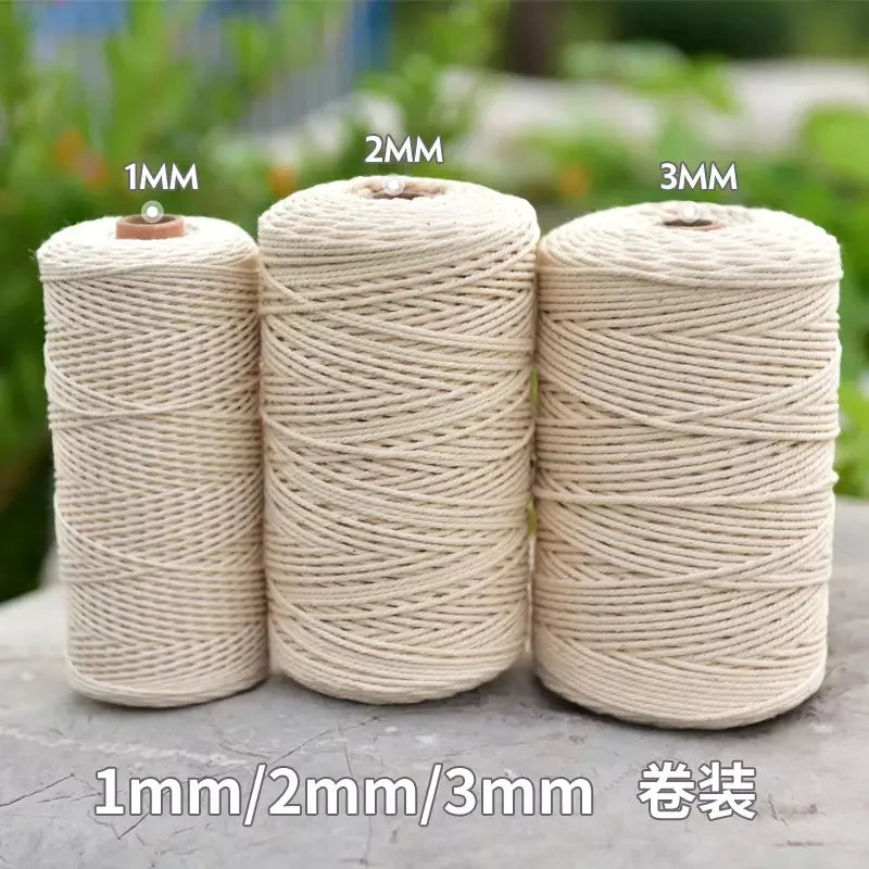 Macrame Cotton Cord Rope – Multiple Sizes, Beige DIY Decor