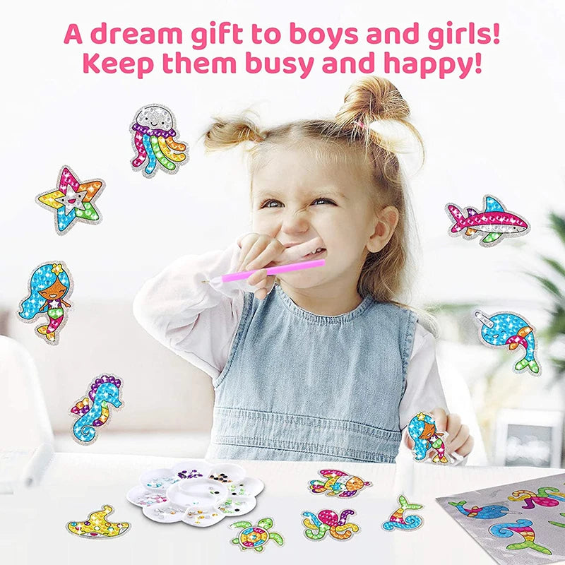 12-Piece Big Gem Diamond Painting Sticker Kit for Kids