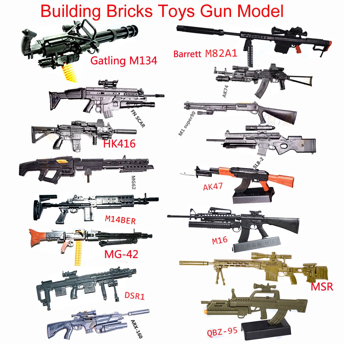 1:6 Scale Mini Gun Model Building Bricks Set