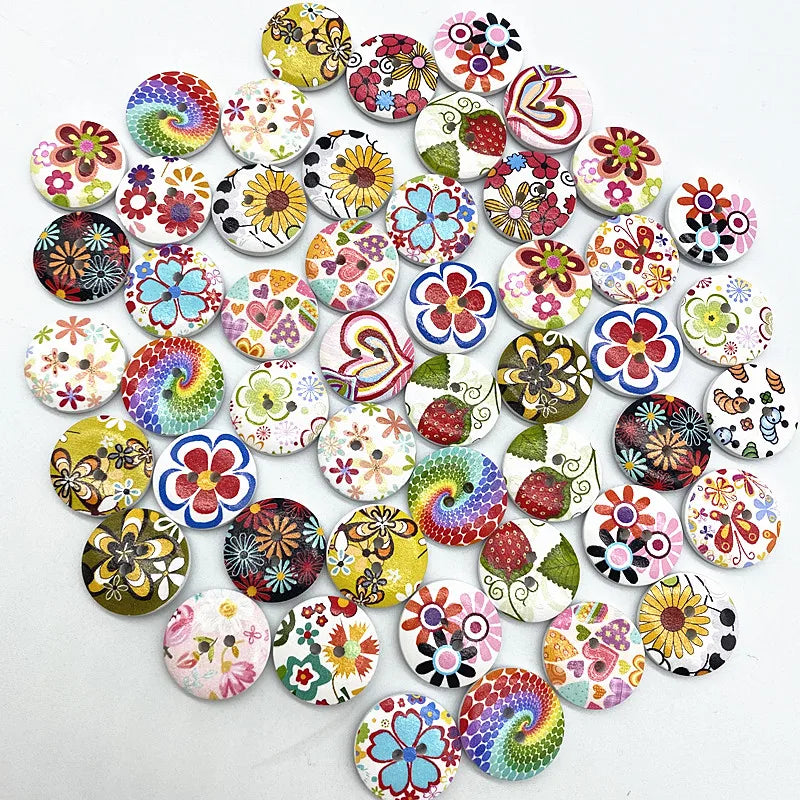 30pcs 15mm Christmas Plaid Round Buttons