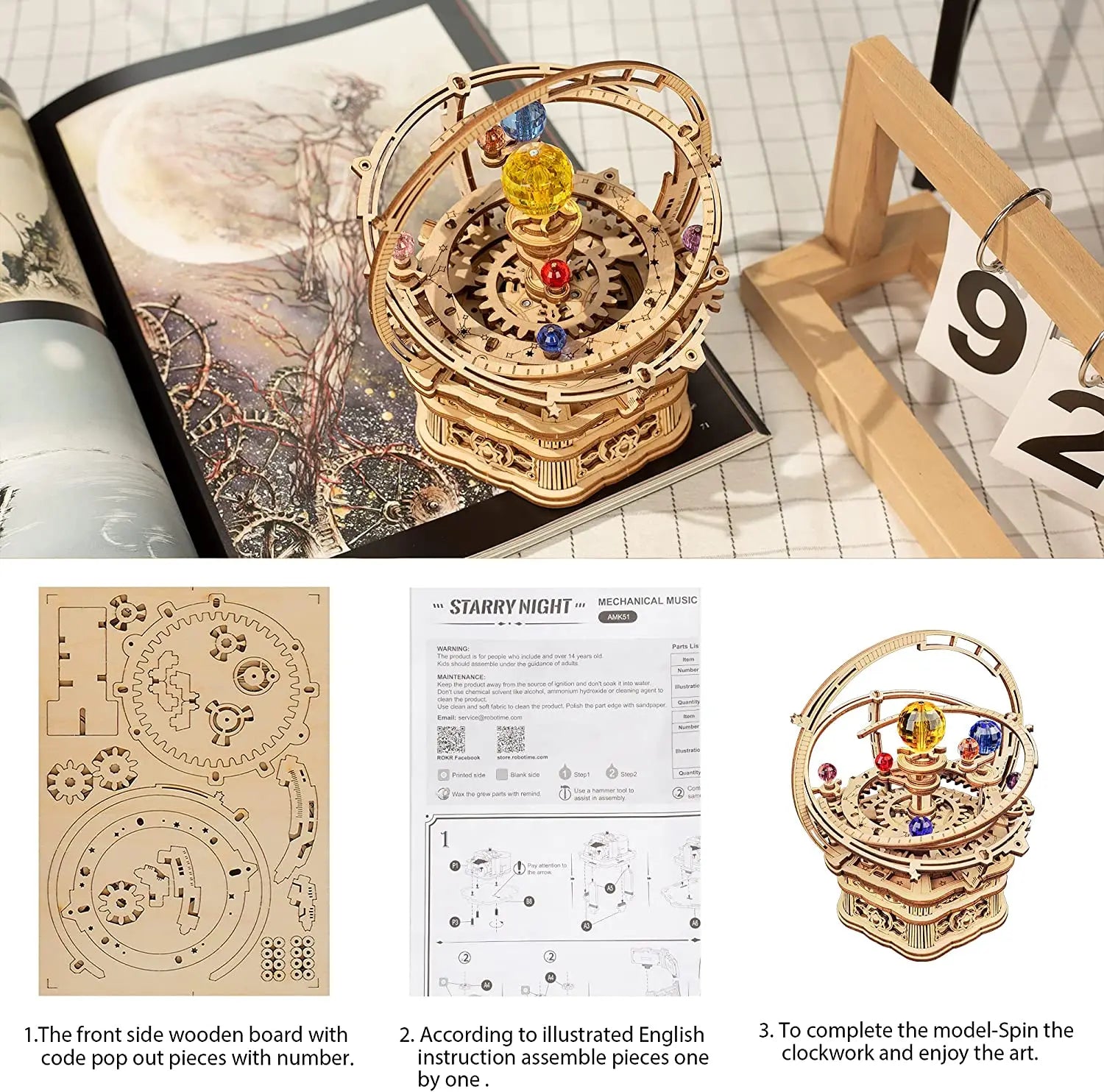 Robotime Rokr Starry Night 3D Wooden Music Box Kit