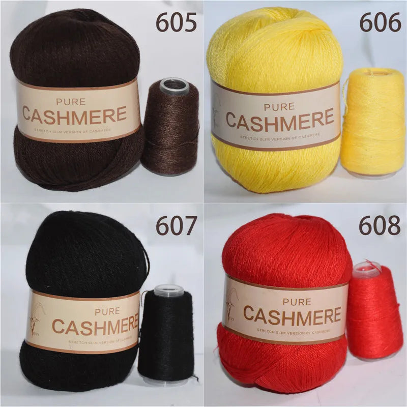 5pcs Pure Mongolian Cashmere Yarn – 3-Ply Worsted Hand Knitting Thread