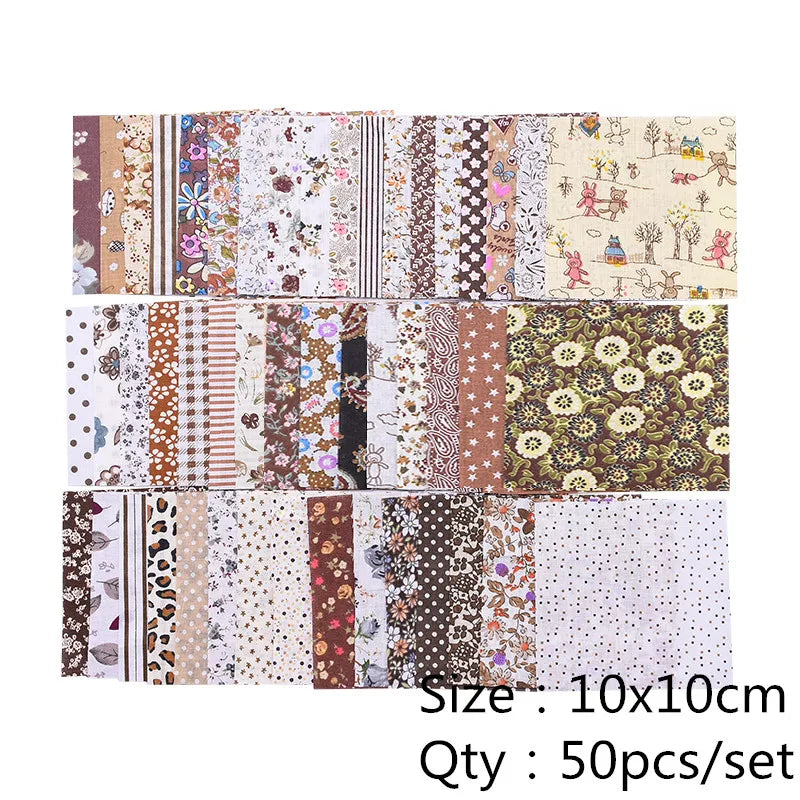 50PCS 10x10cm Floral Cotton Fabric Squares – Quilting Patchwork