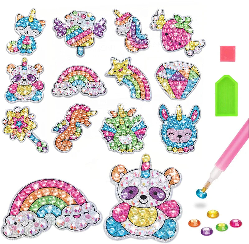 12-Piece Big Gem Diamond Painting Sticker Kit for Kids