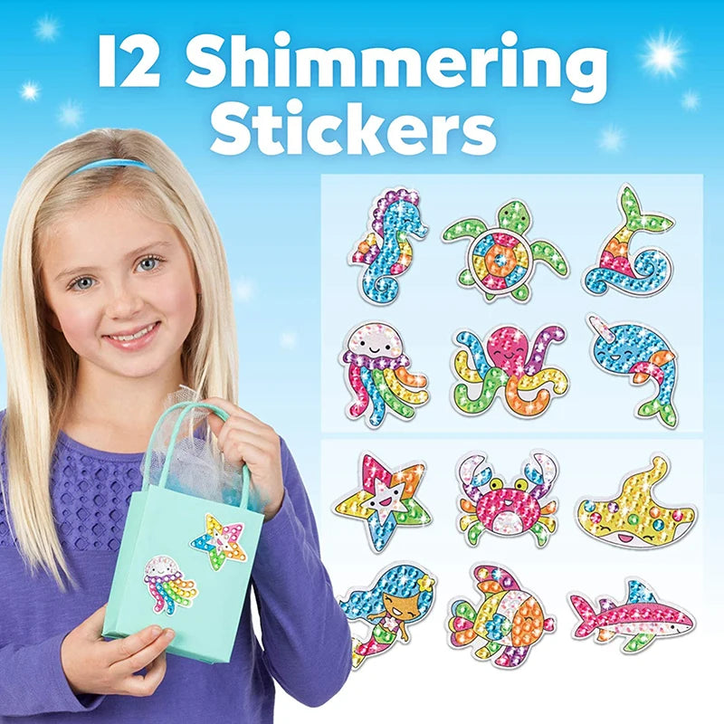 12-Piece Big Gem Diamond Painting Sticker Kit for Kids
