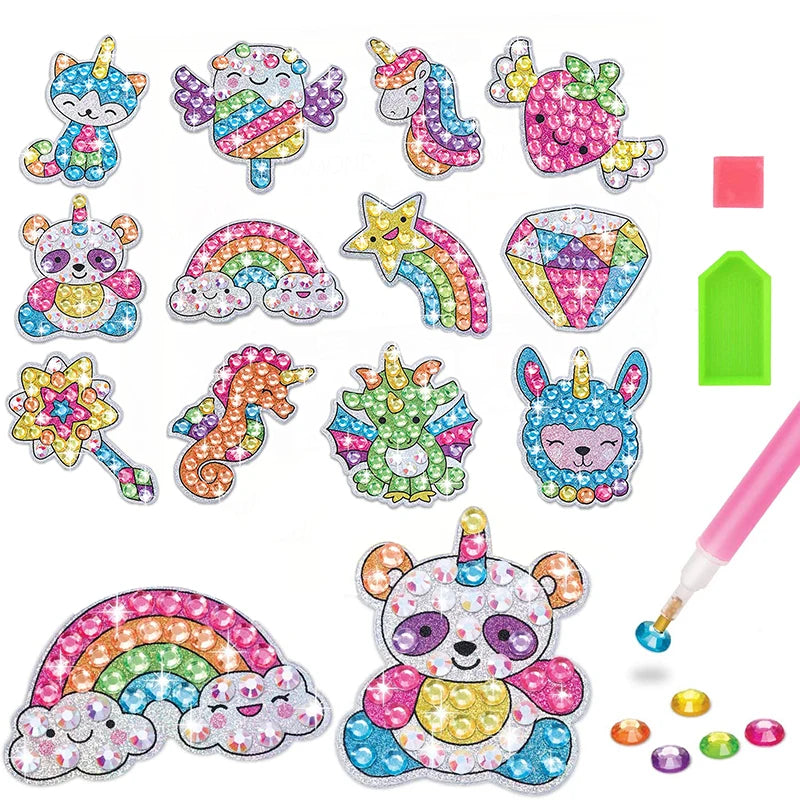 12-Piece Big Gem Diamond Painting Sticker Kit for Kids