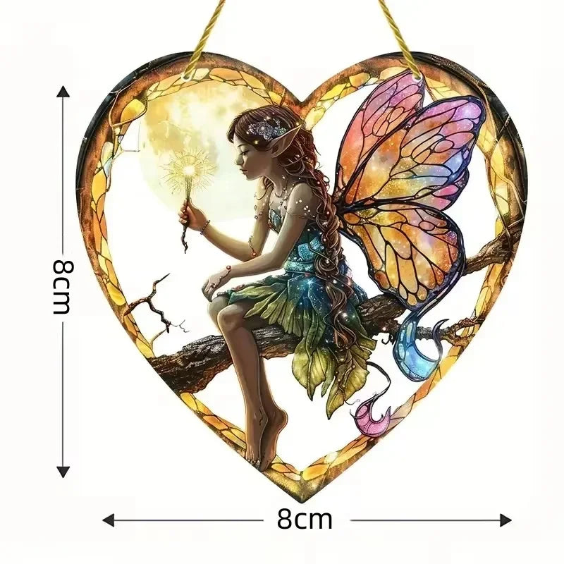 Magical Fairy Suncatcher Heart Acrylic Wall Hanging Decor