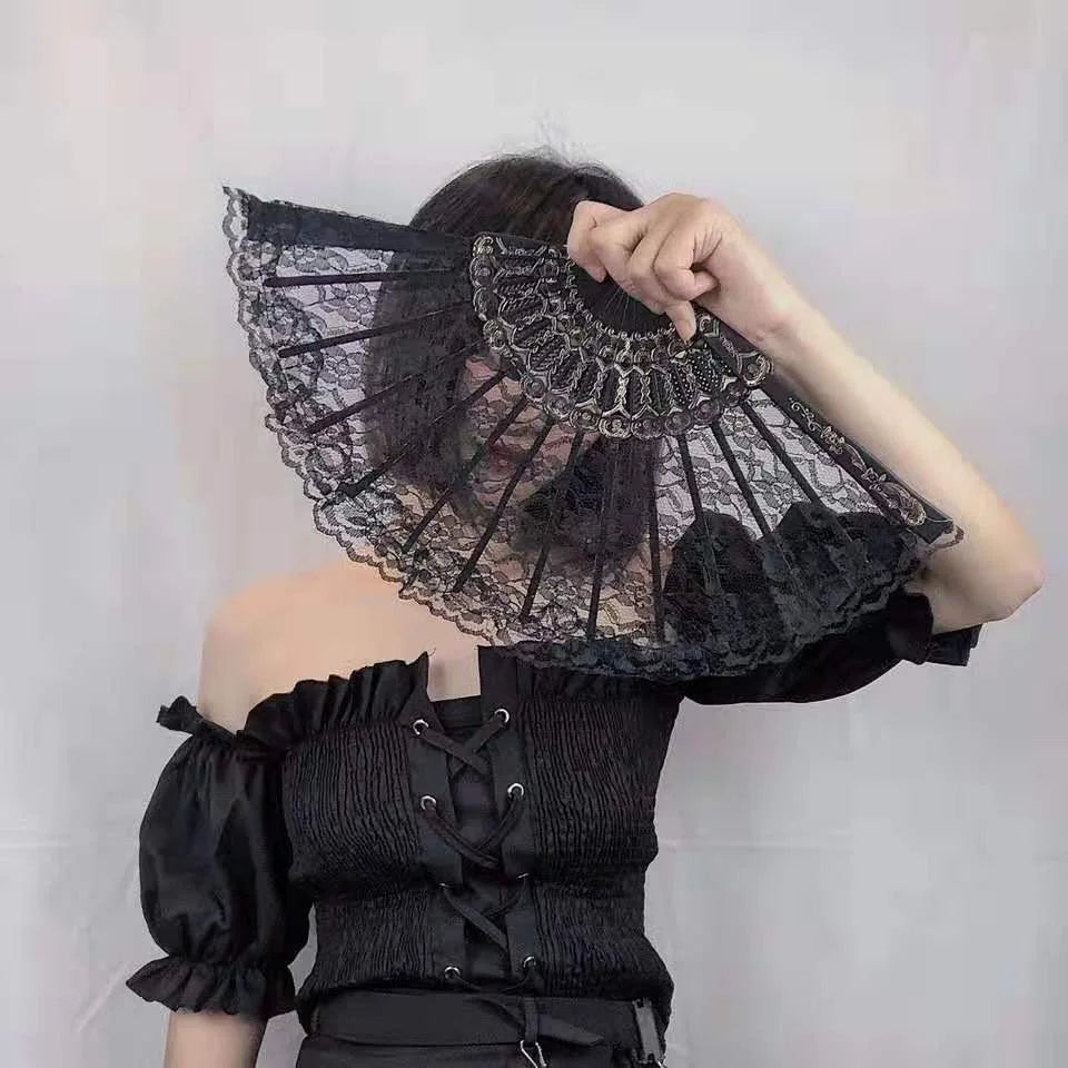 Retro Lace Folding Hand Fan for Dance and Decor