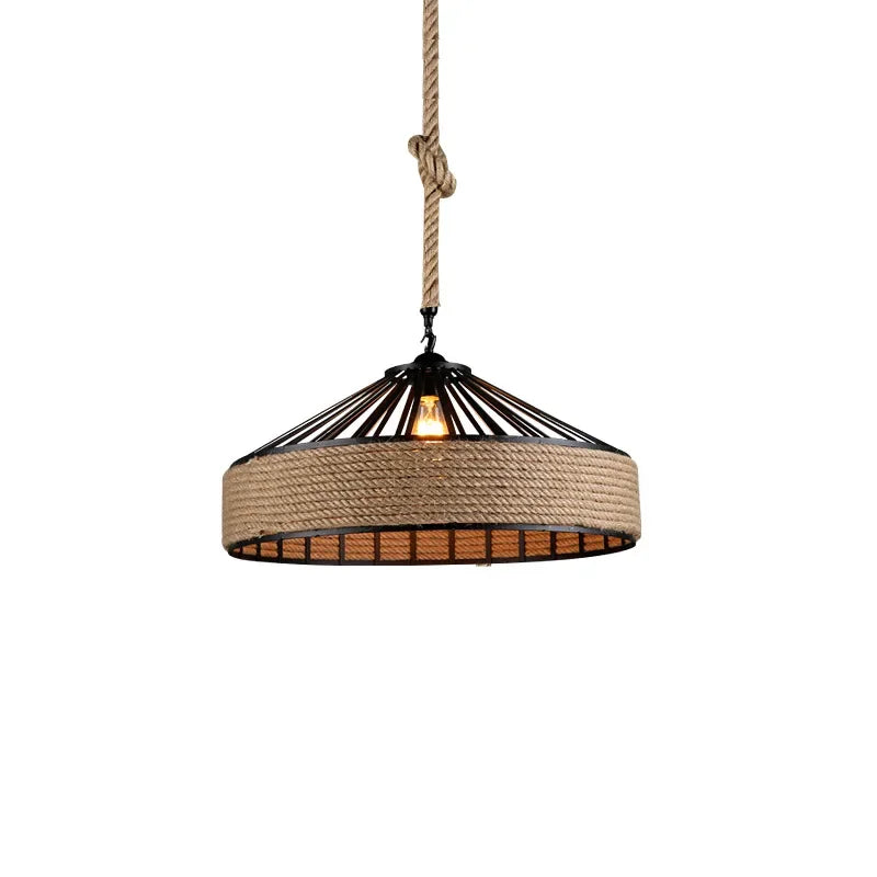 Classical Hemp Rope Pendant Lamp – Retro Industrial Ceiling Light