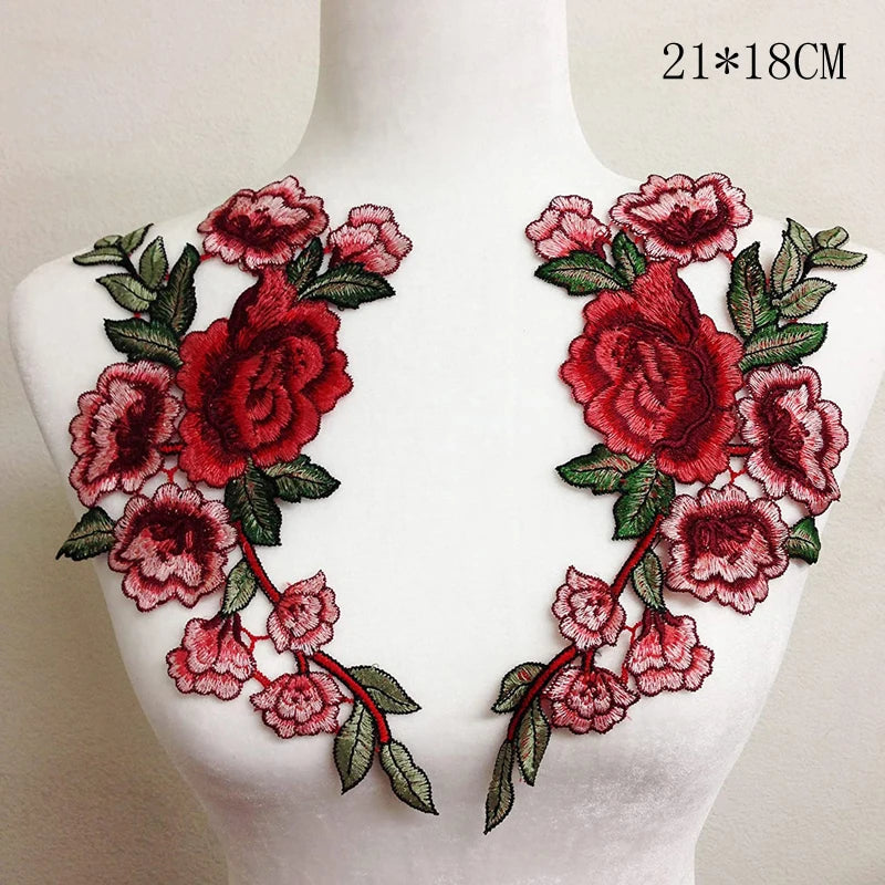 3D Flower Embroidery Applique Patch – 2Pcs Set
