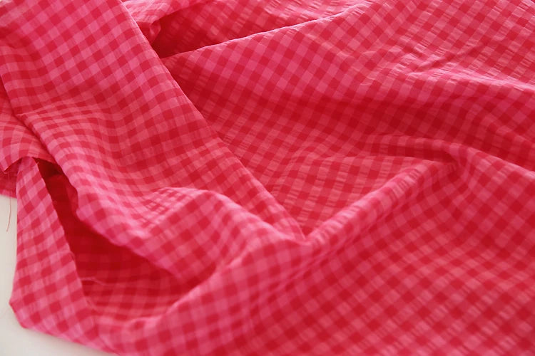Pitaya Red Plaid Yarn-Dyed Cotton Linen Fabric 145x50cm
