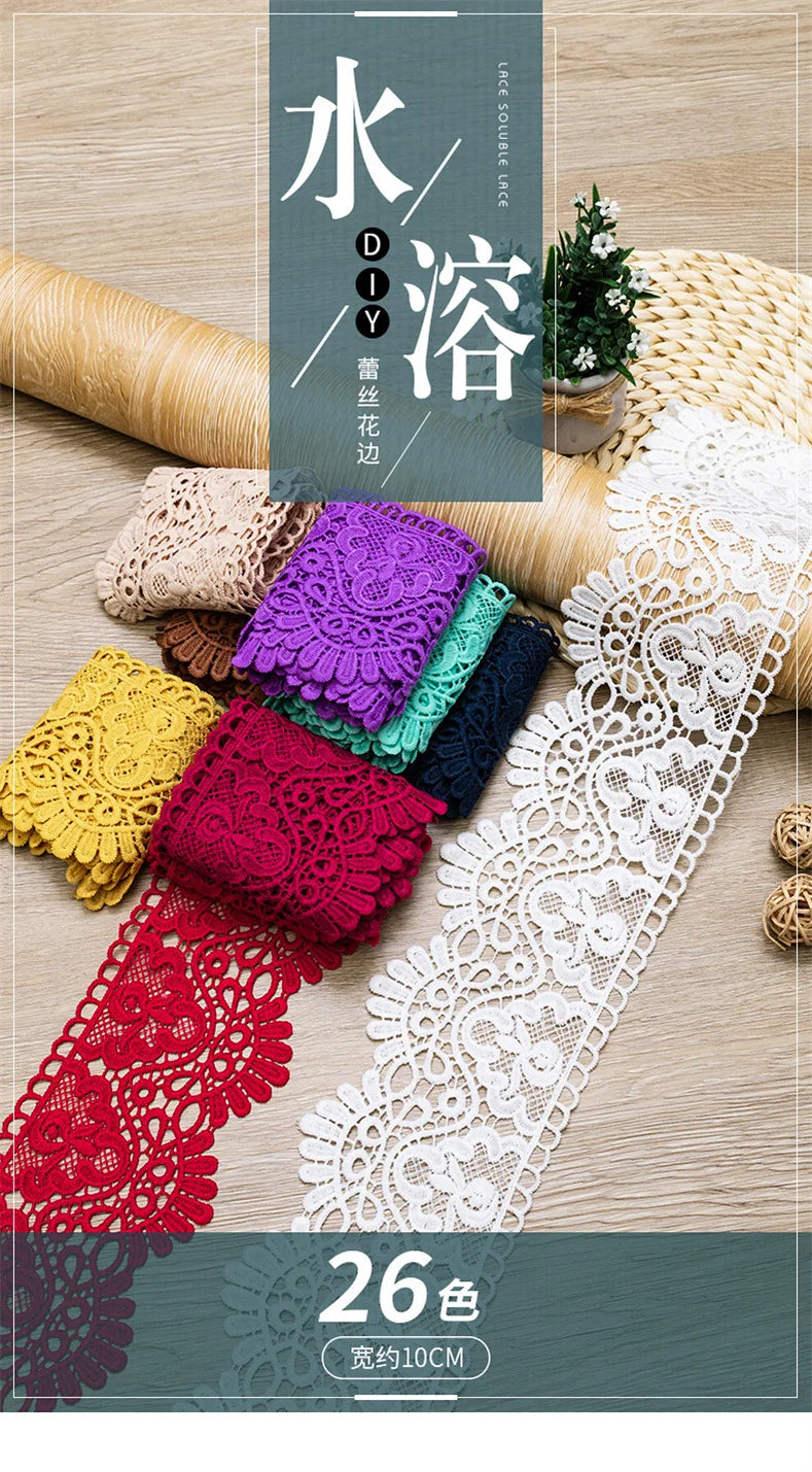 10cm Hollow Floral Embroidered Elastic Lace Trim