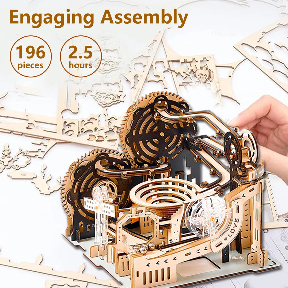 3D Wooden Marble Run Puzzle – Mechanical Model Kit