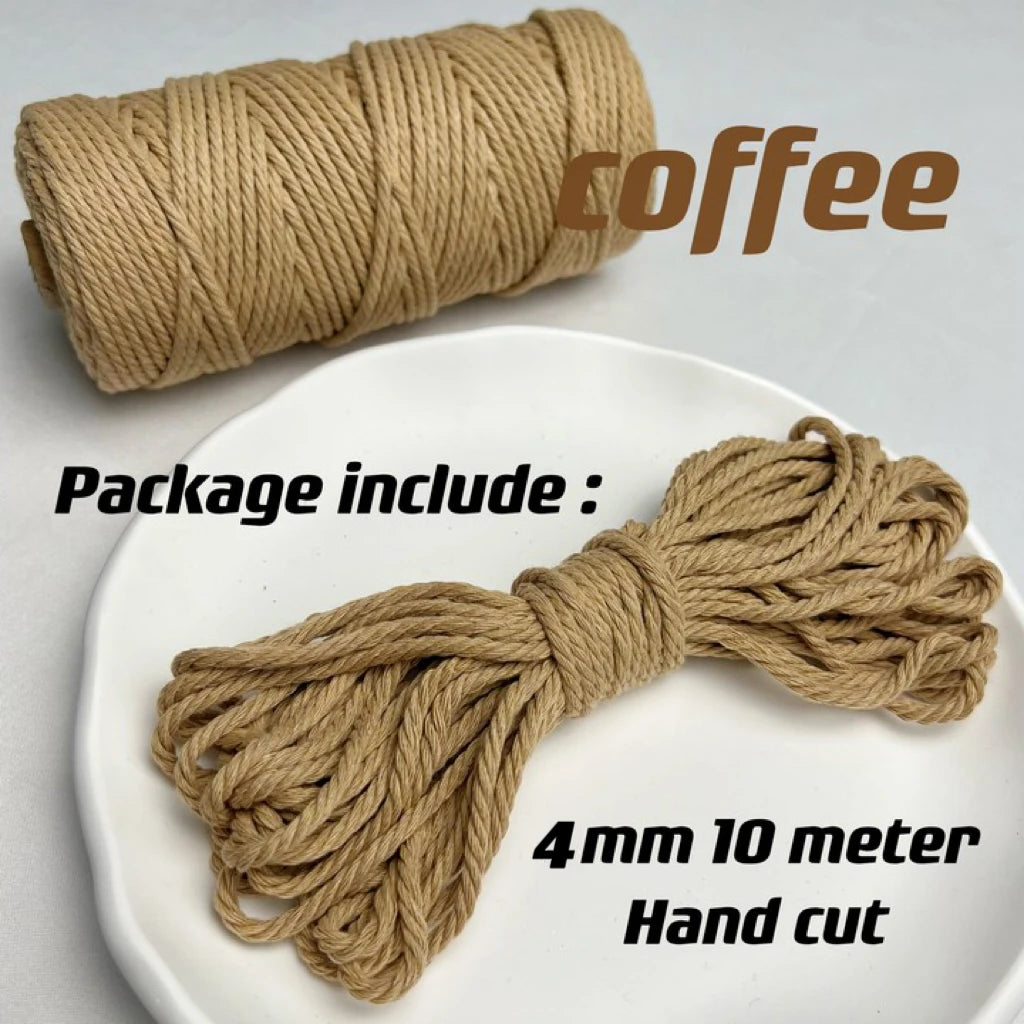 10m 4mm Braided Cotton Macrame Rope – Natural DIY Craft Cord