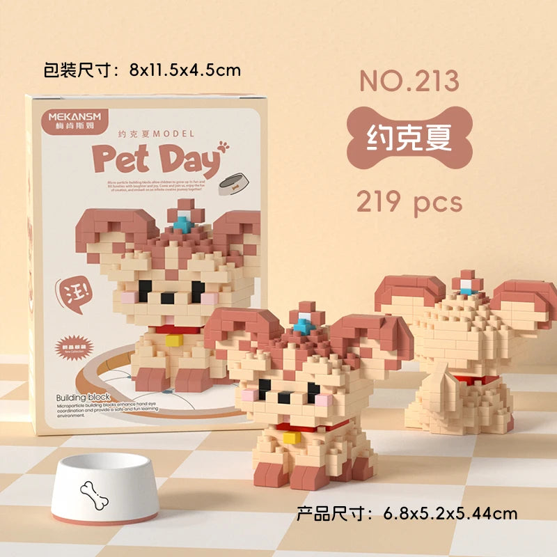 HUIQIBAO Mini Pet Micro Building Blocks – Dog & Cat Models