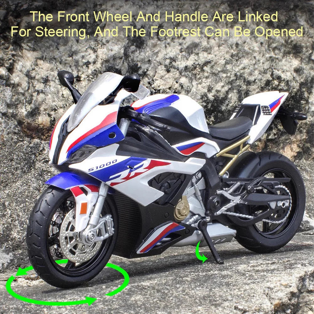 1:12 Diecast Motorcycle Model – S1000RR & Ninja H2R Toy with Sound & Light