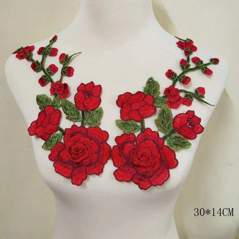 3D Flower Embroidery Applique Patch – 2Pcs Set