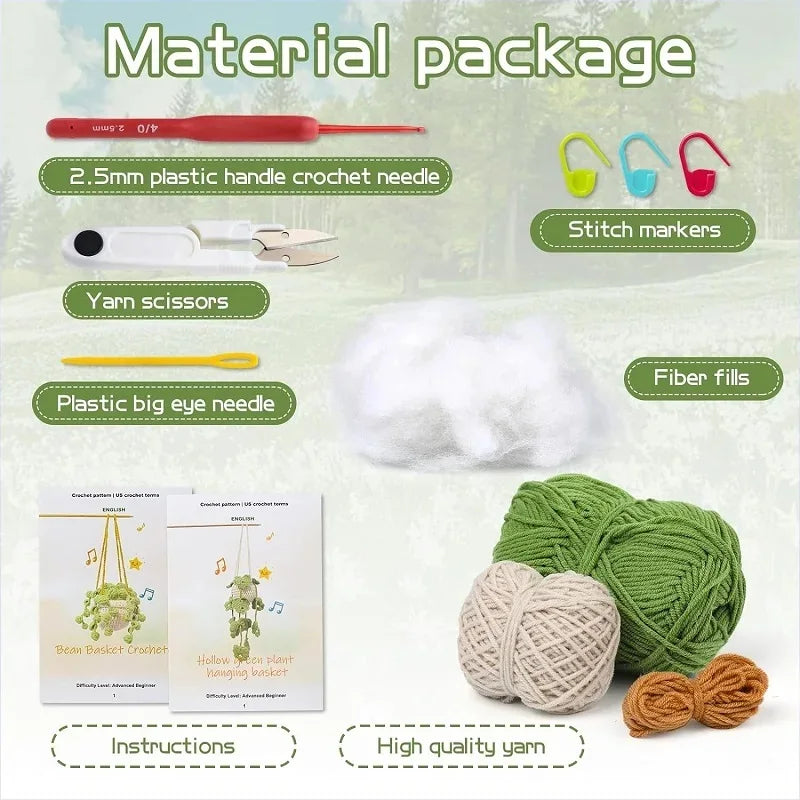KRABALL Crochet Plant Hanger Kit – Beginner Set with Video Tutorial