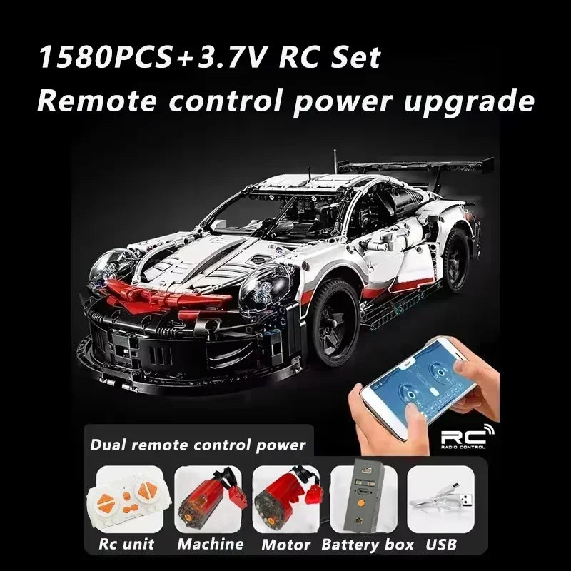 911RSR 1580Pcs RC Racing Car Building Kit with Lights