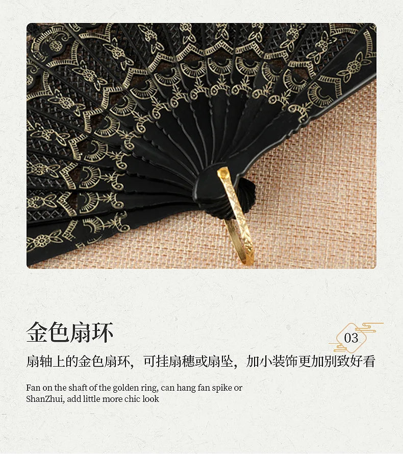 Retro Lace Folding Hand Fan for Dance and Decor