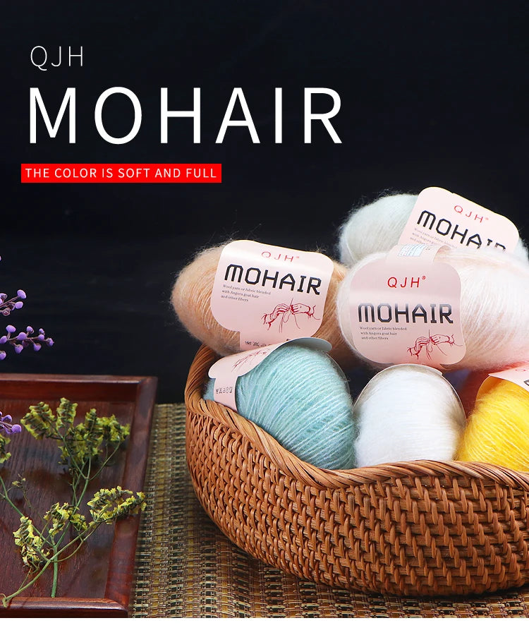 6pcs Soft Mohair Angora Yarn – Fluffy Lace Yarn for Knitting & Crochet (25g/pc)