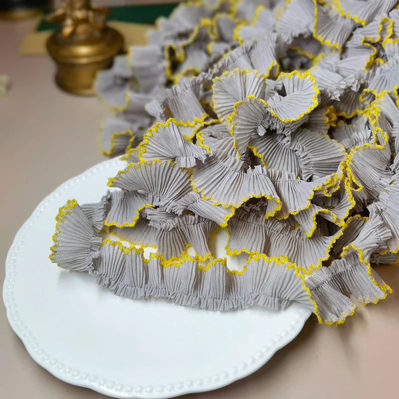 Chiffon Gold Thread Lace Trim for Sewing and Crafts