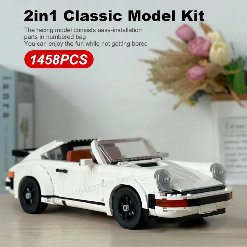 2-in-1 Retro Race Car Building Blocks Set – 1458PCS Classic DIY Kit