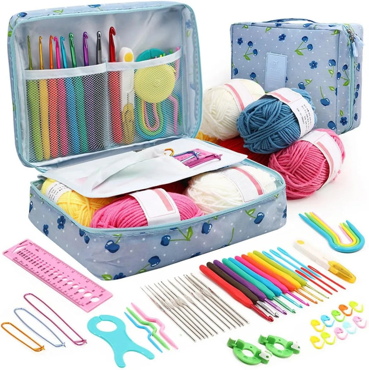 KOVEEN 59pcs Beginner Crochet Kit with Storage