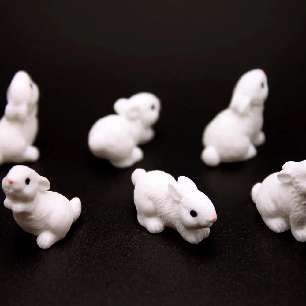 5/10pcs Mini Resin Rabbit Figurines for Fairy Garden and DIY Crafts