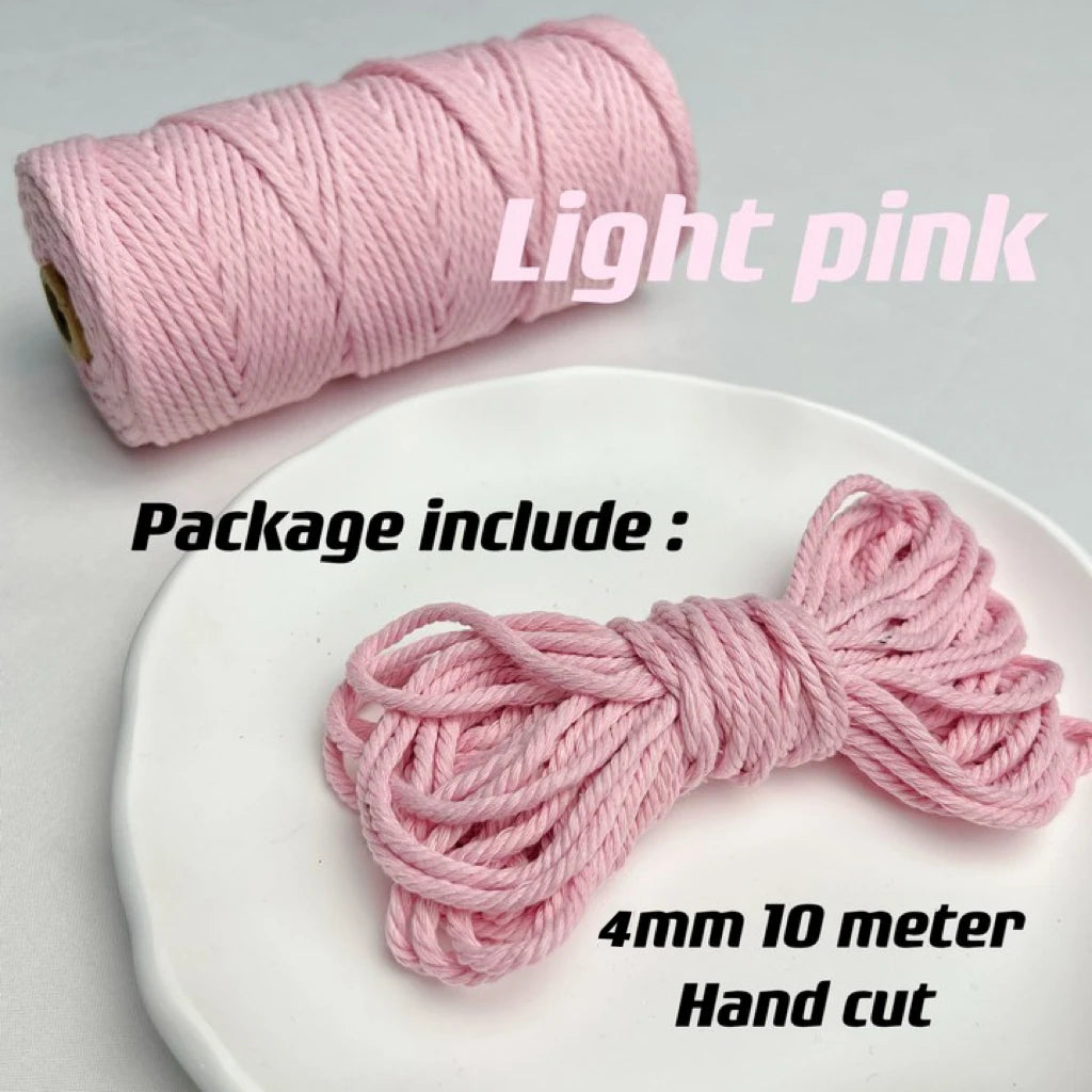 10m 4mm Braided Cotton Macrame Rope – Natural DIY Craft Cord