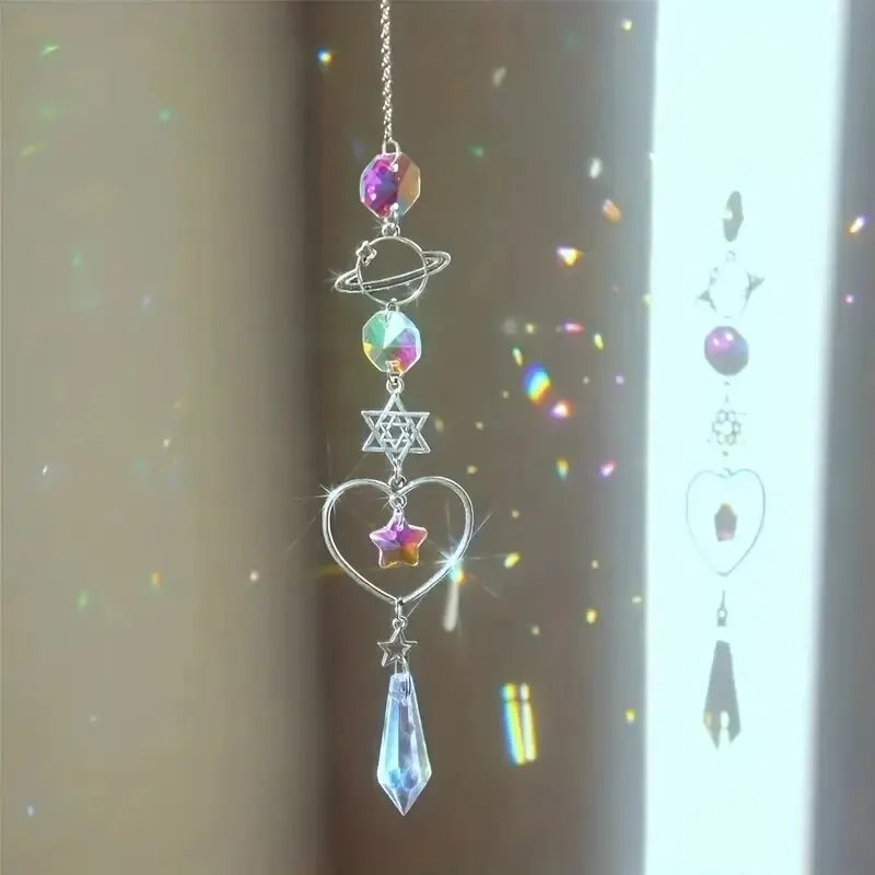Galaxy Star Moon Crystal Wind Chime Pendant