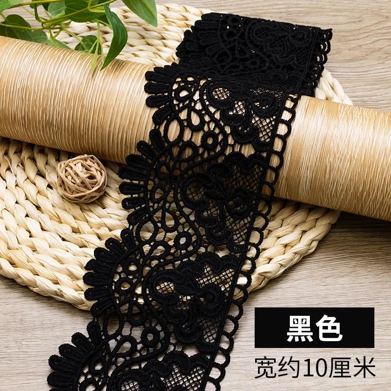 10cm Hollow Floral Embroidered Elastic Lace Trim