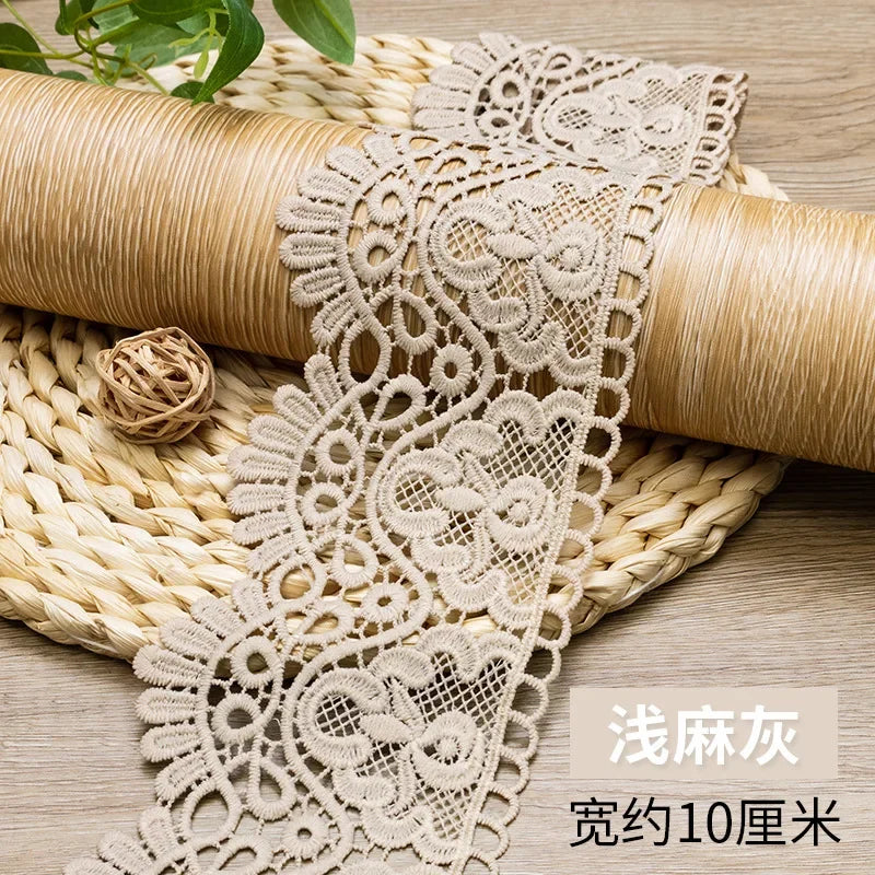 10cm Hollow Floral Embroidered Elastic Lace Trim