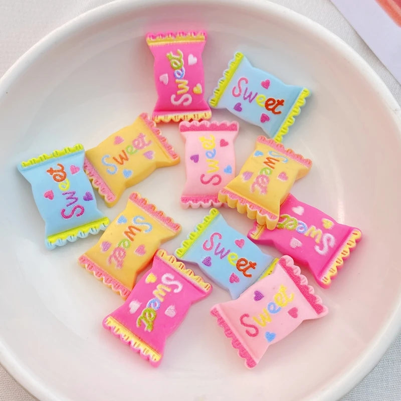 20pcs Cute Resin Candy Lollipop Flat Backs for DIY Crafts