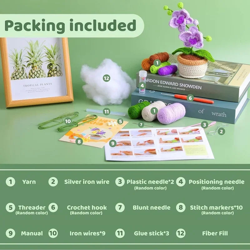 BUDDUR Beginner Crochet Kit of Flowers with Cotton Yarn and Instructions