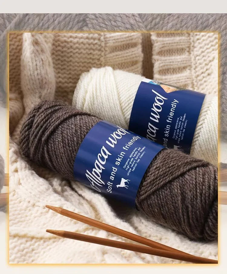 500g Coarse Alpaca Wool Yarn – Warm Handwoven Knitting Yarn